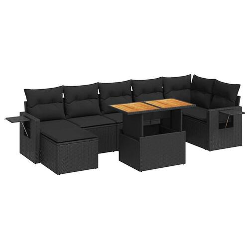 Sofasæt til haven 8 dele med hynder polyrattan sort