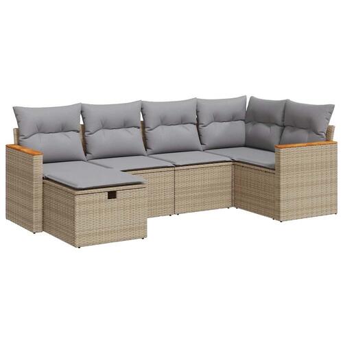 Sofasæt til haven 6 dele med hynder polyrattan beige