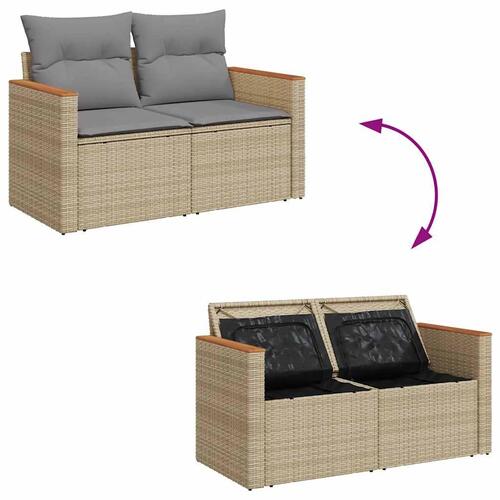 Sofasæt til haven 7 dele med hynder polyrattan beige