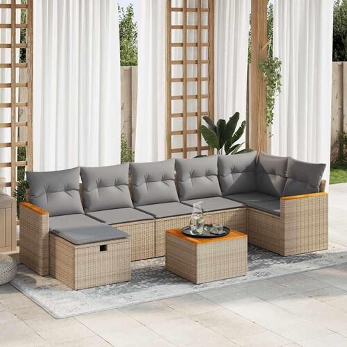 Sofasæt til haven 8 dele med hynder polyrattan beige
