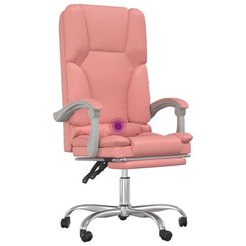 Kontorstol med massagefunktion kunstlæder lyserød