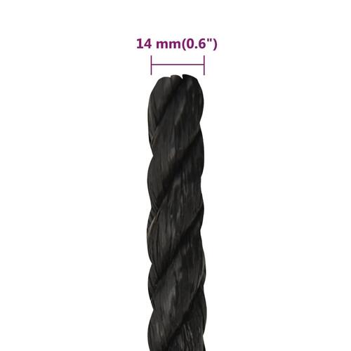 Arbejdsreb 14 mm 25 m polypropylen sort