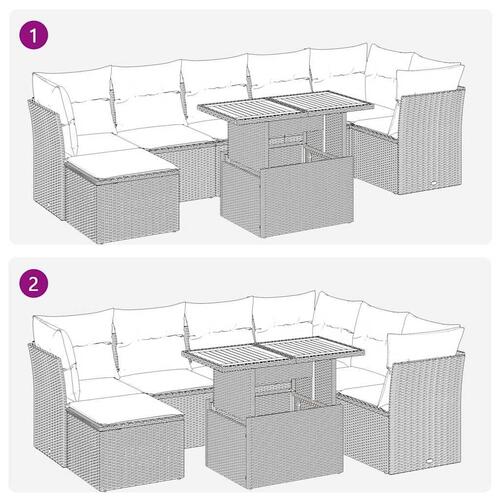 Sofasæt til haven 8 dele med hynder polyrattan sort