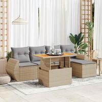 Sofasæt til haven 6 dele med hynder polyrattan beige