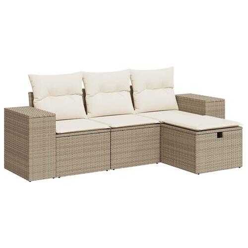 Sofasæt til haven 4 dele med hynder polyrattan beige