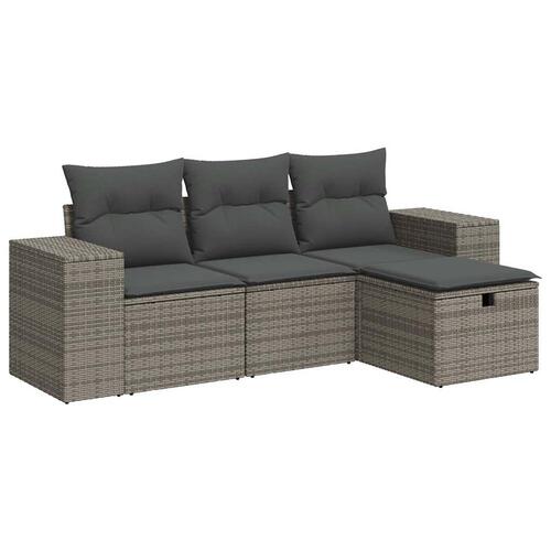 Sofasæt til haven 4 dele med hynder polyrattan grå