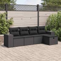 Sofasæt til haven 5 dele med hynder polyrattan sort