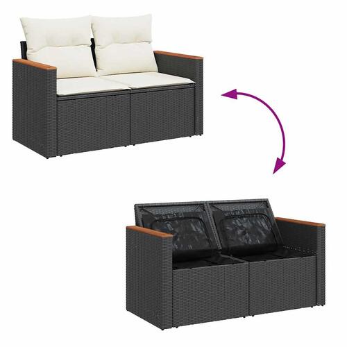 Sofasæt til haven 6 dele med hynder polyrattan sort