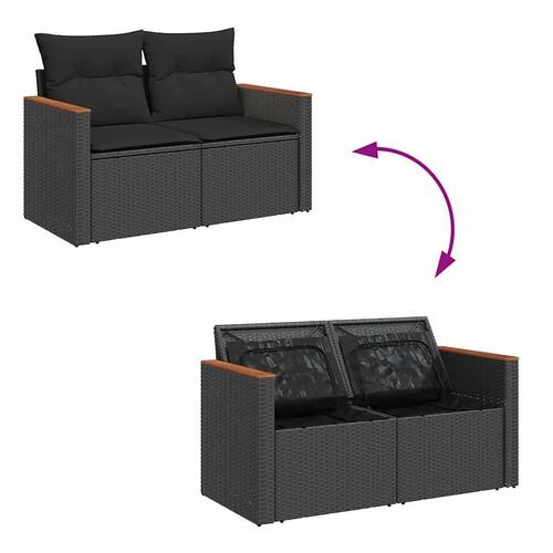 Sofasæt til haven 6 dele med hynder polyrattan sort