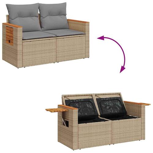 Sofasæt til haven 6 dele med hynder polyrattan beige
