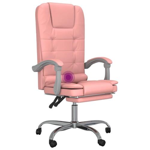 Kontorstol med massagefunktion kunstlæder lyserød