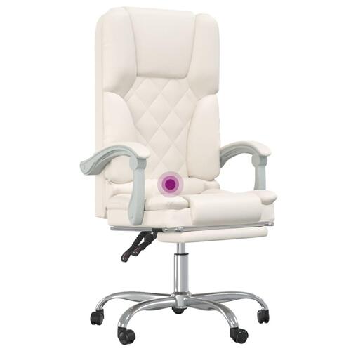 Kontorstol med massagefunktion kunstlæder cremefarvet