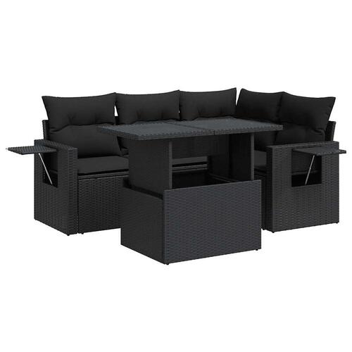 Sofasæt til haven 5 dele med hynder polyrattan sort