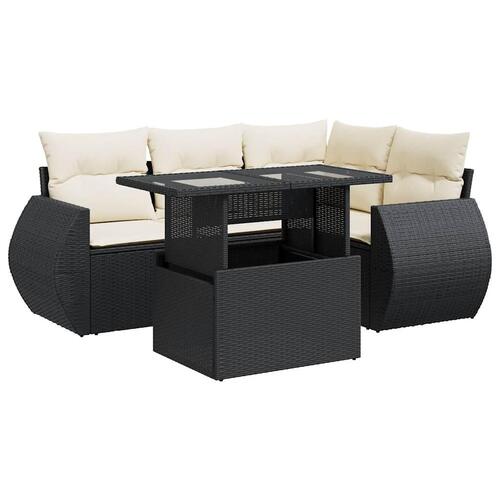 Sofasæt til haven 5 dele med hynder polyrattan sort