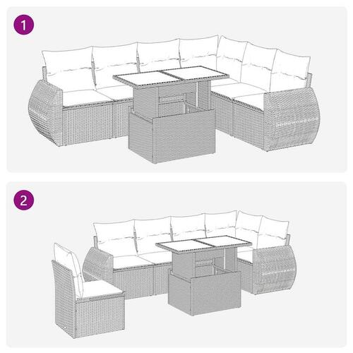 Sofasæt til haven 7 dele med hynder polyrattan sort