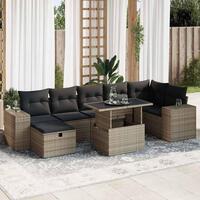 Sofasæt 5 dele med hynder polyrattan grå