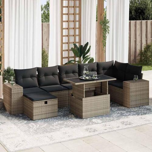 Sofasæt 5 dele med hynder polyrattan grå