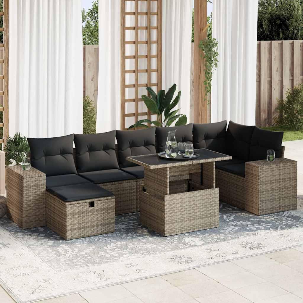 Sofasæt 5 dele med hynder polyrattan grå