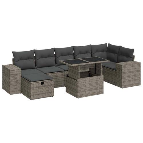 Sofasæt 5 dele med hynder polyrattan grå