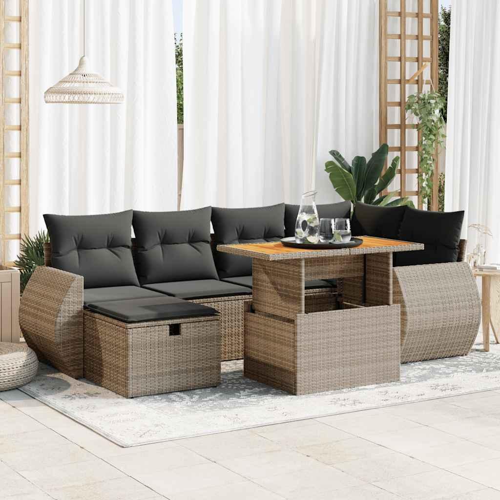 Sofasæt til haven 8 dele med hynder polyrattan akacietræ grå billede
