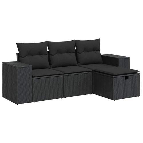 Sofasæt til haven 4 dele med hynder polyrattan sort
