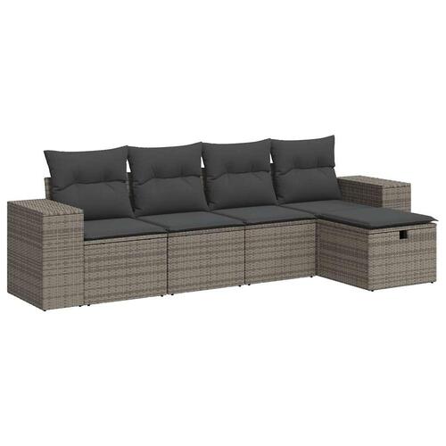 Sofasæt 5 dele med hynder polyrattan grå