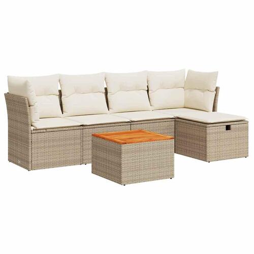 Sofasæt til haven 6 dele med hynder polyrattan beige