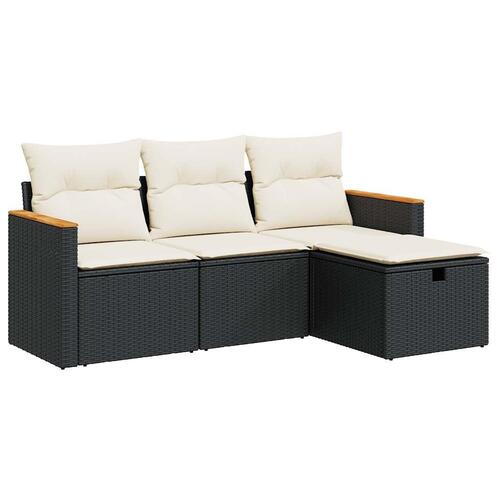 Sofasæt til haven 4 dele med hynder polyrattan sort