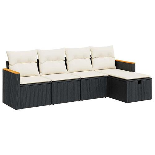 Sofasæt til haven 5 dele med hynder polyrattan sort