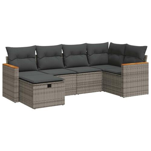 Sofasæt til haven 6 dele med hynder polyrattan grå