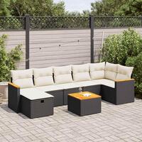 Sofasæt til haven 8 dele med hynder polyrattan sort