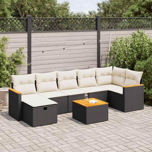 Sofasæt til haven 8 dele med hynder polyrattan sort