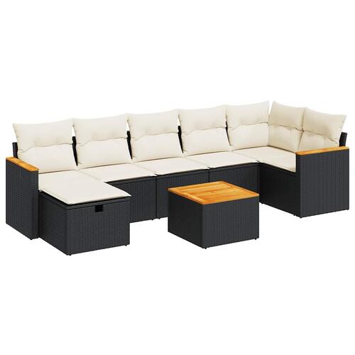 Sofasæt til haven 8 dele med hynder polyrattan sort