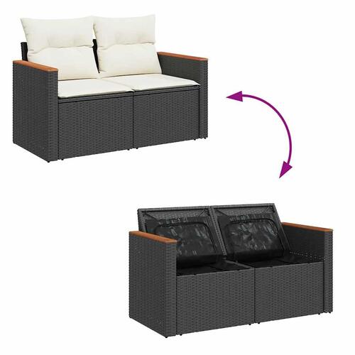 Sofasæt til haven 6 dele med hynder polyrattan sort