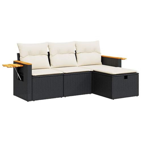 Sofasæt til haven 4 dele med hynder polyrattan sort