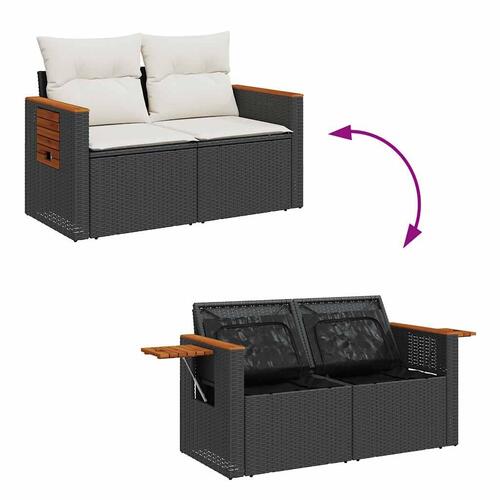 Sofasæt til haven 4 dele med hynder polyrattan sort