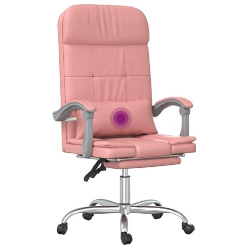 Kontorstol med massagefunktion kunstlæder lyserød
