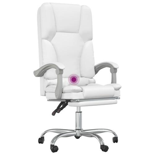 Kontorstol med massagefunktion kunstlæder hvid