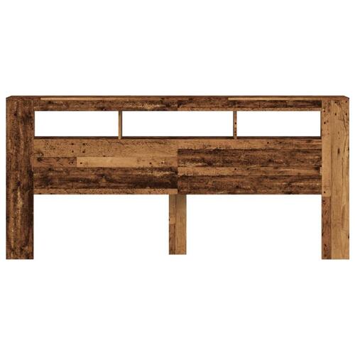 Sengegavl med LED 220x18,5x103,5 cm konstrueret træ antikt træ