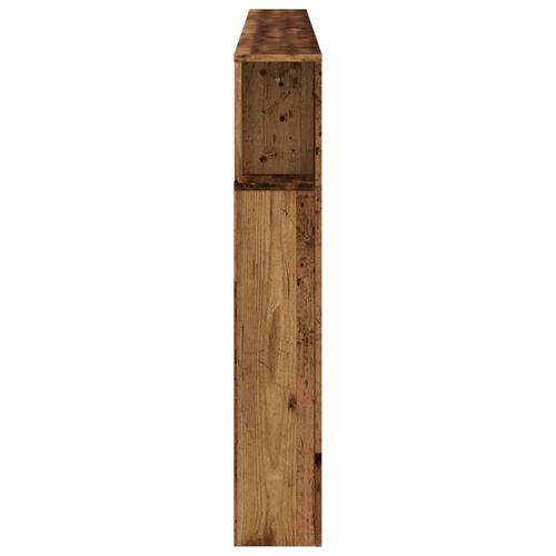 Sengegavl med LED 220x18,5x103,5 cm konstrueret træ antikt træ