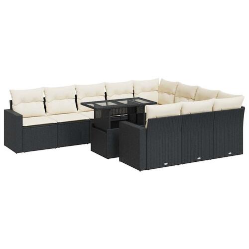 Sofasæt til haven 11 dele med hynder polyrattan sort