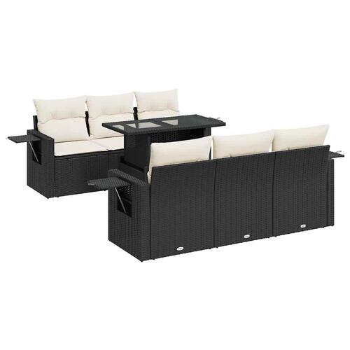 Sofasæt til haven 7 dele med hynder polyrattan sort