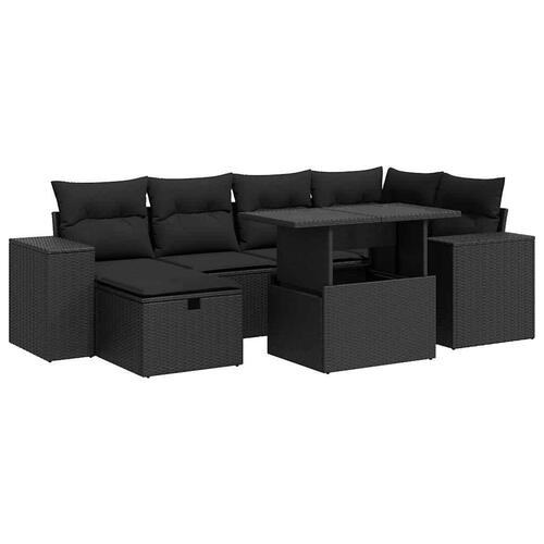 Sofasæt til haven 8 dele med hynder polyrattan sort
