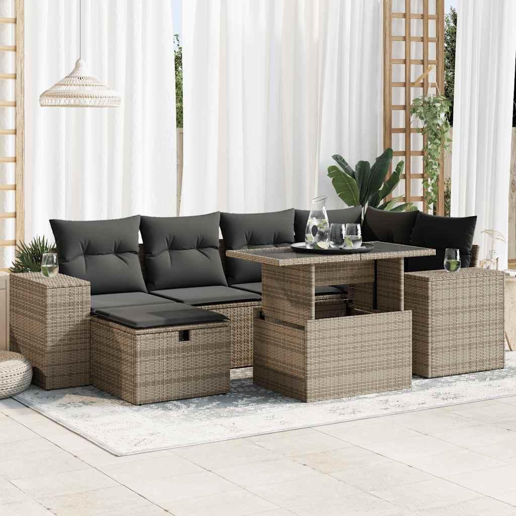 Sofasæt til haven 8 dele med hynder polyrattan grå