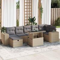 Sofasæt til haven 5 dele med hynder polyrattan beige