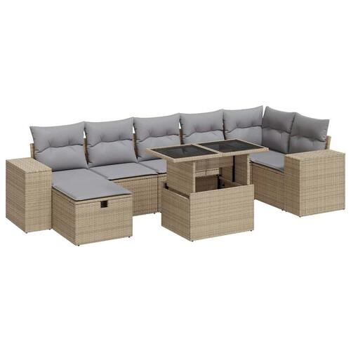 Sofasæt til haven 5 dele med hynder polyrattan beige