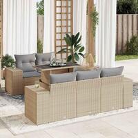 Sofasæt til haven 6 dele med hynder polyrattan beige