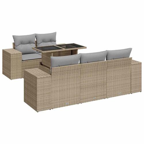 Sofasæt til haven 6 dele med hynder polyrattan beige