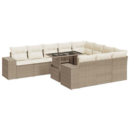 Sofasæt til haven 11 dele med hynder polyrattan beige