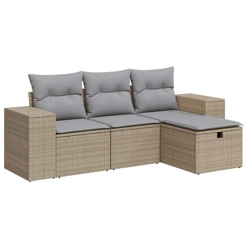 Sofasæt til haven 4 dele med hynder polyrattan beige
